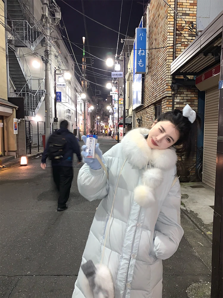 

Xiao Fi Long White Du down Jaet 90% Fill Power Unique Winter Outerwear Commute Sle Life Saving Long Coat