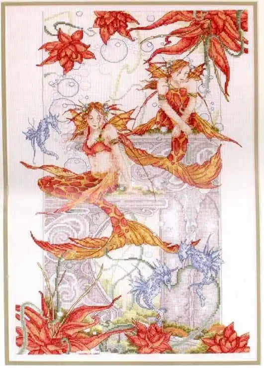 ANC-Neptune Mermaid Cross Stitch Sets, Embroidery Needlework Kits, DIY, Needlework Sets, Chinese, 38-58, 16CT, 14CT, 18CT