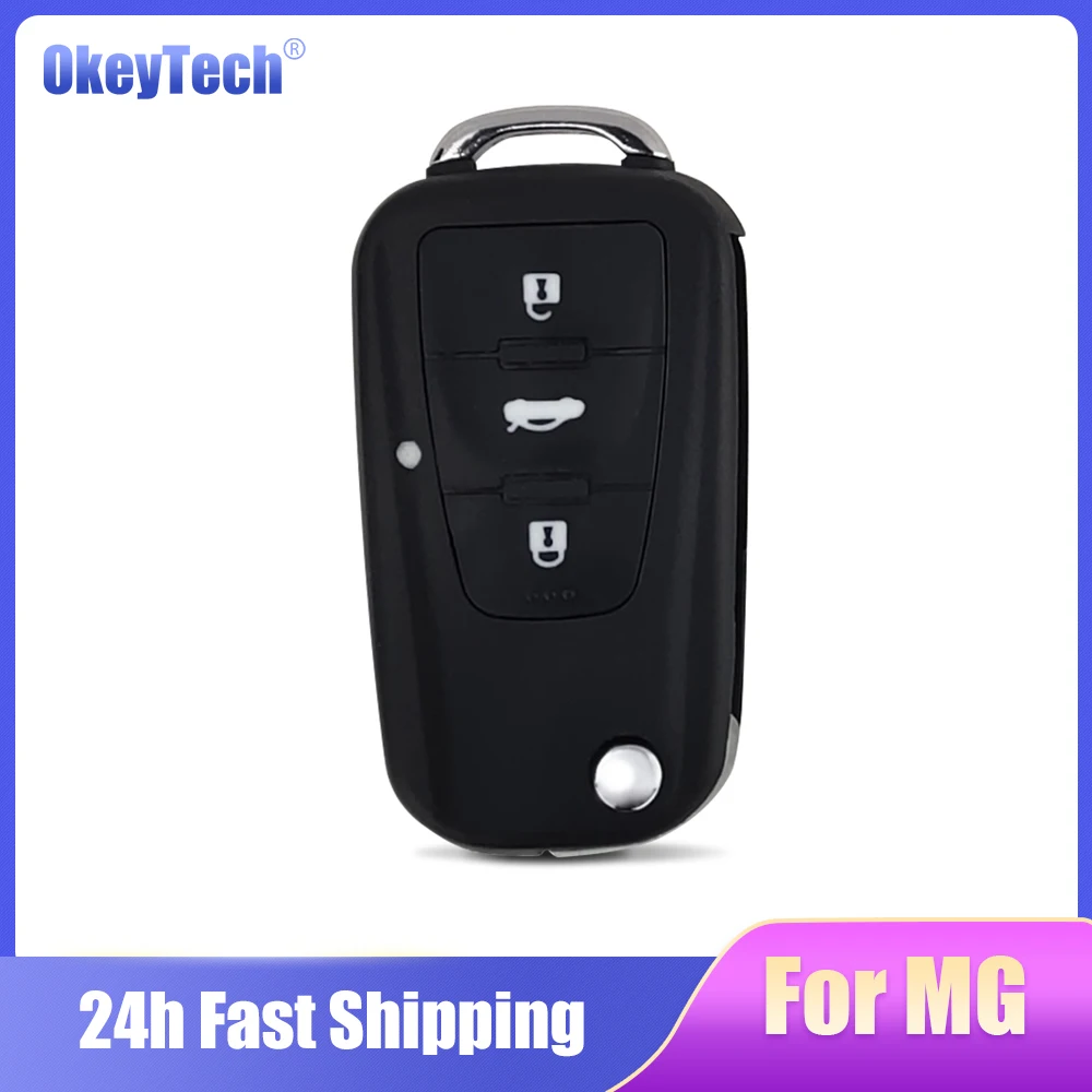 

Okeytech 3 Button Flip Folding Remote Car Key Shell FOB For Roewe MG5 MG7 MG GT GS 350 360 750 W5 Key Cover Replacement