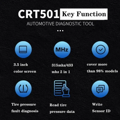 Imagen 2 del producto LAUNCH CRT 501 CRT501 PK TSGUN sistema de supervisión de presión de neumáticos herramienta de diagnóstico activada lectura escritura TPMS 433/315MHZ 2 en 1 sensores RF