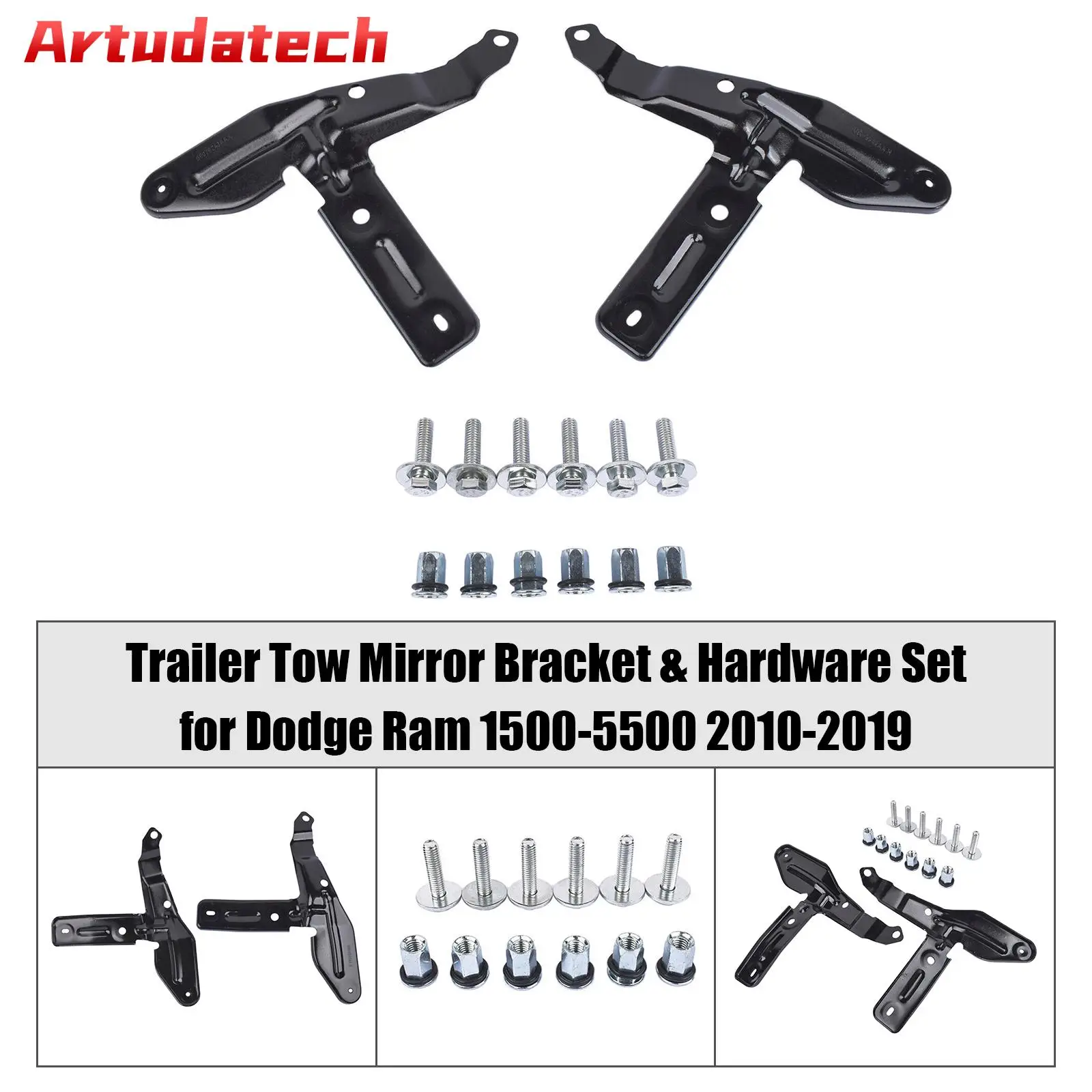 

Artudatech Trailer Tow Mirror Bracket & Hardware Set for Dodge Ram 1500-5500 2010-2019 Car Accessories