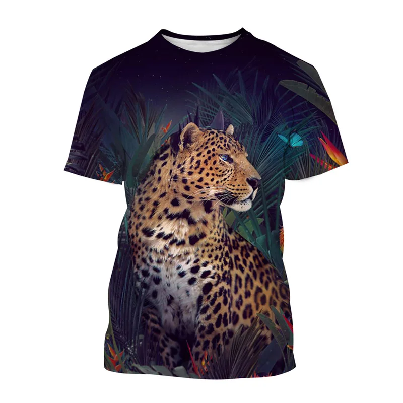 Animal Leopard 3D Print T-Shirts Men Women Casual Fashion Streetwear Oversized Short Sleeve T Shirt Kids Tees Tops Man Clothing