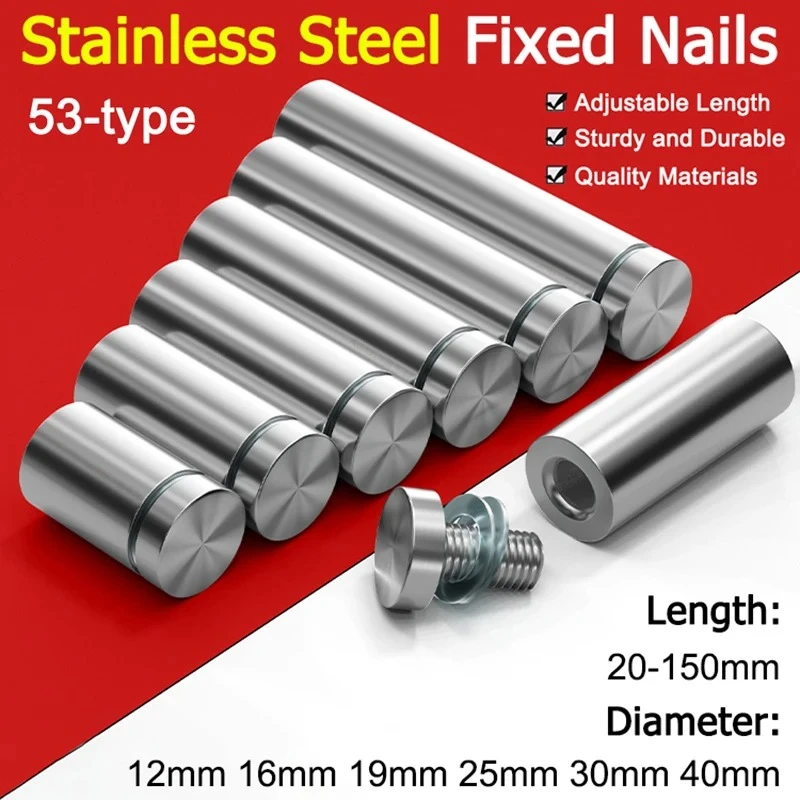 4/ 6pcs Glass Fasteners 12mm Stainless Steel Acrylic Advertisement Standoffs Pin Nails Billboard Fixing Screws Hardware