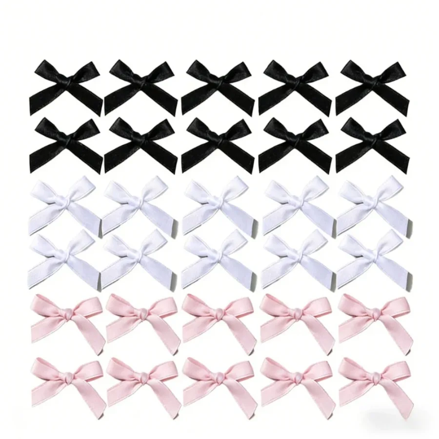 Black Solid Color Bow Hair Clips, Premium Polyester-Cotton Alligator Hair Clips for Women