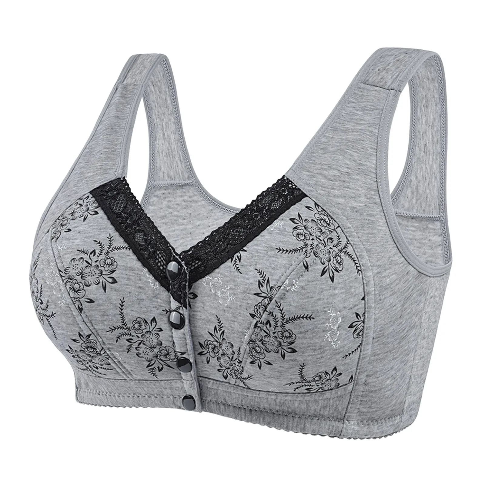 Fashion Mom Vest Brassiere Women Comfortable Front Button Bra Women\'s Wireless Cotton Underwear Thin Printed Lingerie for Female