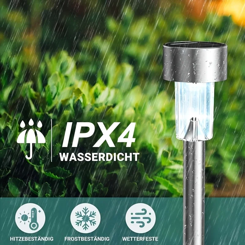 12 Pack Solar Pathway Lights Outdoor, Solar Powered Garden Lights Auto On/Off, Waterproof Stainless Steel Pole Landscape Lighting for Path, Yard, Walkway, Driveway Decor
