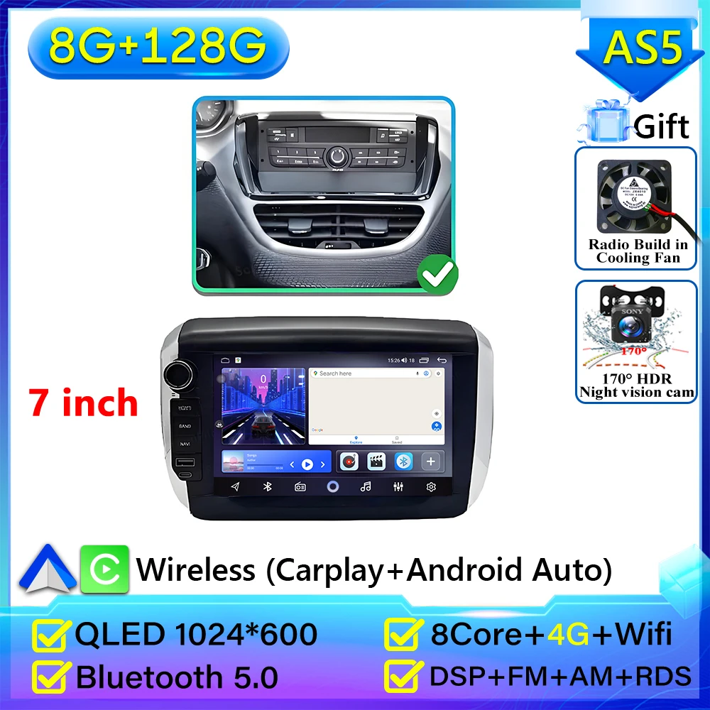 For Peugeot 208 2008 Series 2012-2018 Car Radio Carplay Navigation GPS Stereo Android Auto Screen Display Bluetooth Autoradio BT image 3