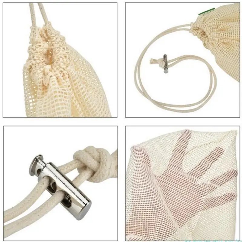 

581C Cotton Produces Bags Sturdy Cotton Mesh Bags For Groceries For Storing Produces And Reducing Plastic Waste