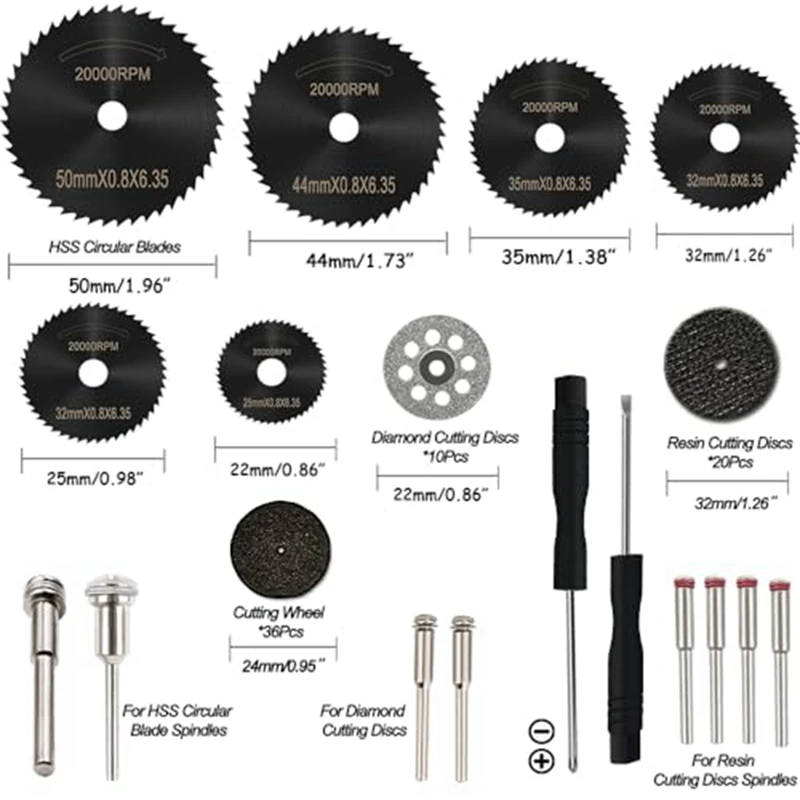 Set roda cakram pemotong, Set roda pemotong Resin berlian pisau bundar dengan pemegang 1/4In untuk memotong logam kayu tahan lama