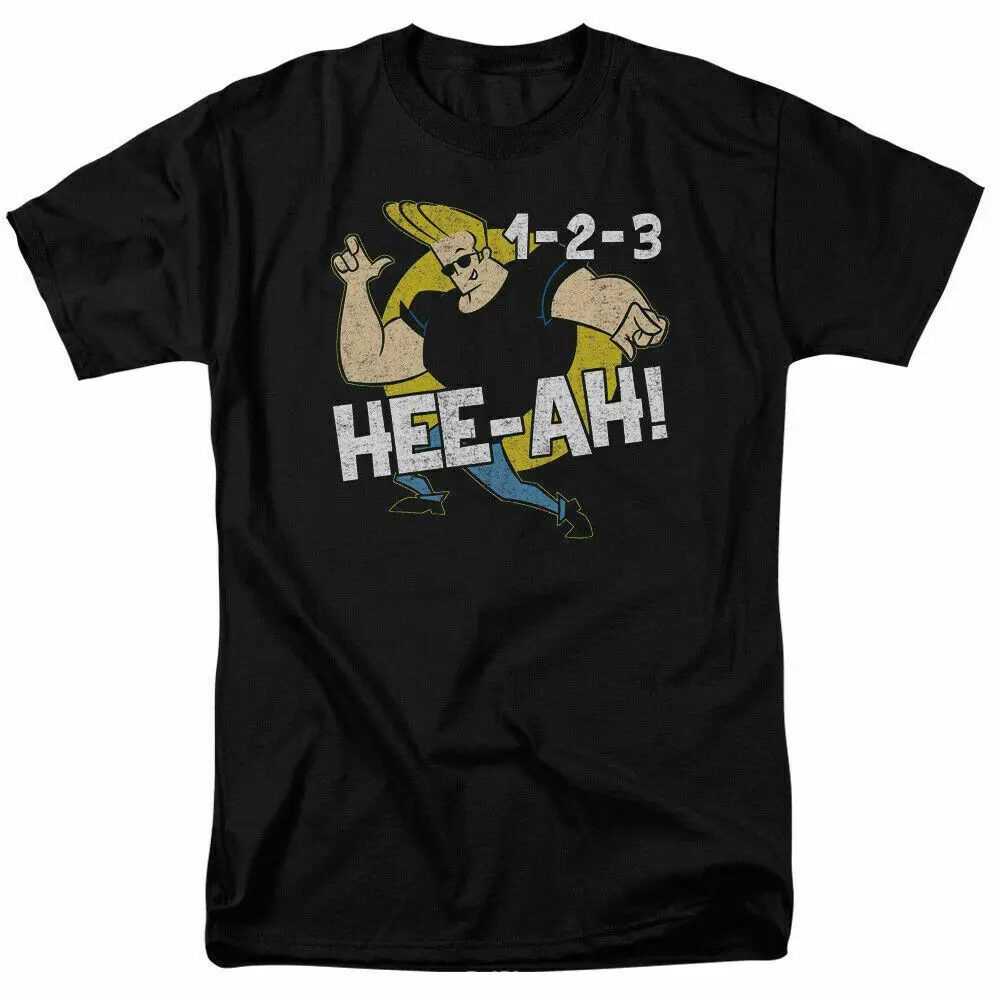 Johnny Bravo 123 T Shirt Mens Licensed Cartoon Merchandise Hee-ah! Black