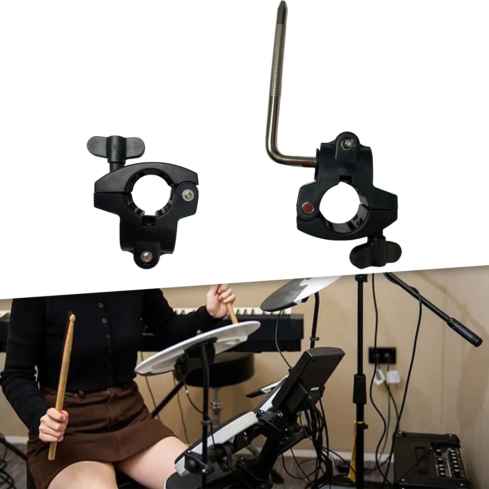 Drum Rack Clamp Electronic Drums Rack L Clamps Electronic Drums Clamp Clip Bracket Kit for the Main Frame Connection of the Drum