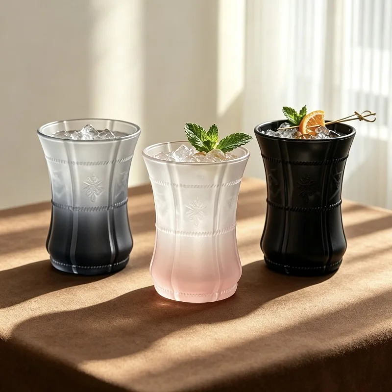 Premium Vintage French Embossed Petal Lace Rim Glass Cup 1Pc for Iced Americano Cold Brew Coffee Home Kitchen Dining