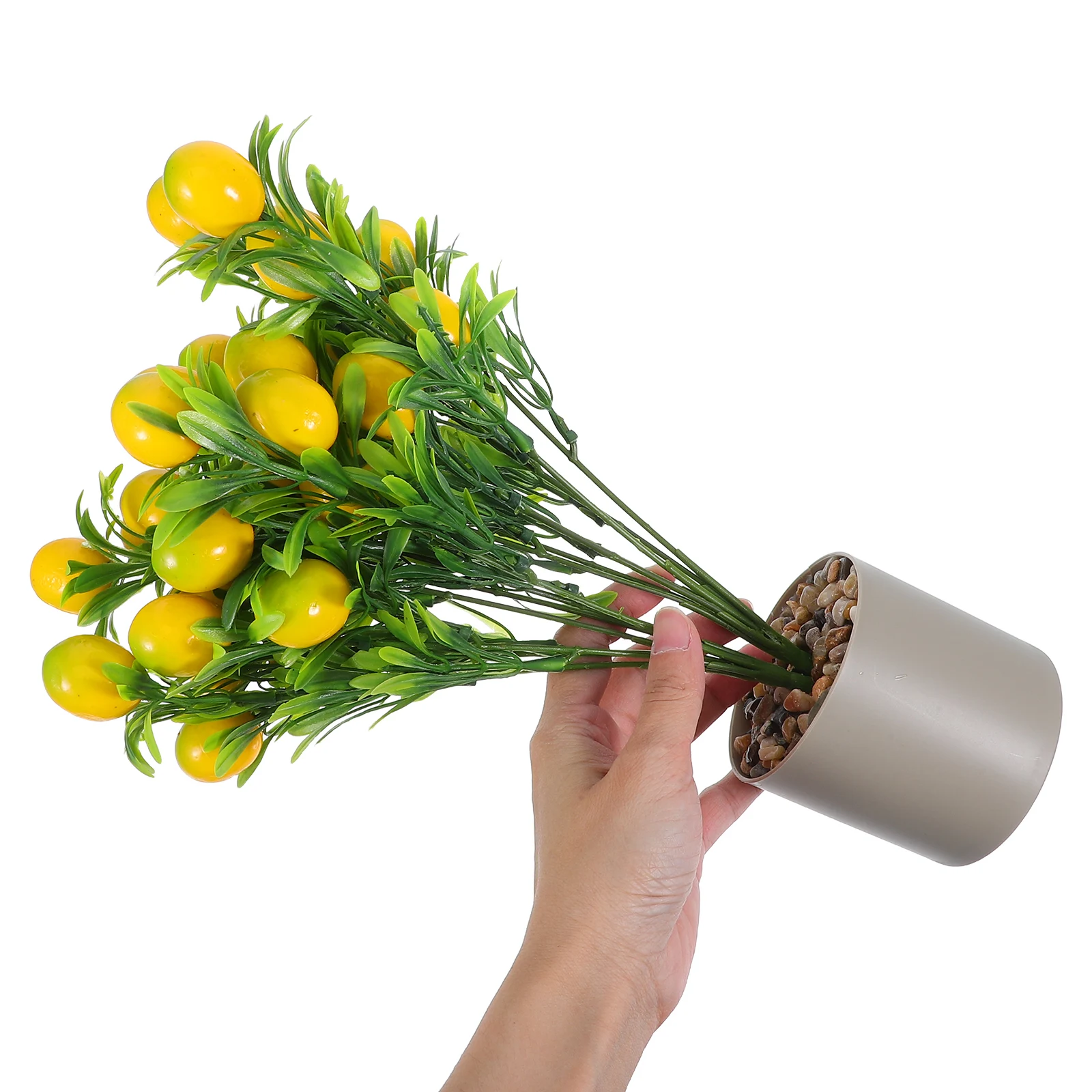 

Lemon Potted Plant Desktop Decor Artificial Fruit Stem Realistic Green Leaves Everlasting Freshness Indoor for decoration