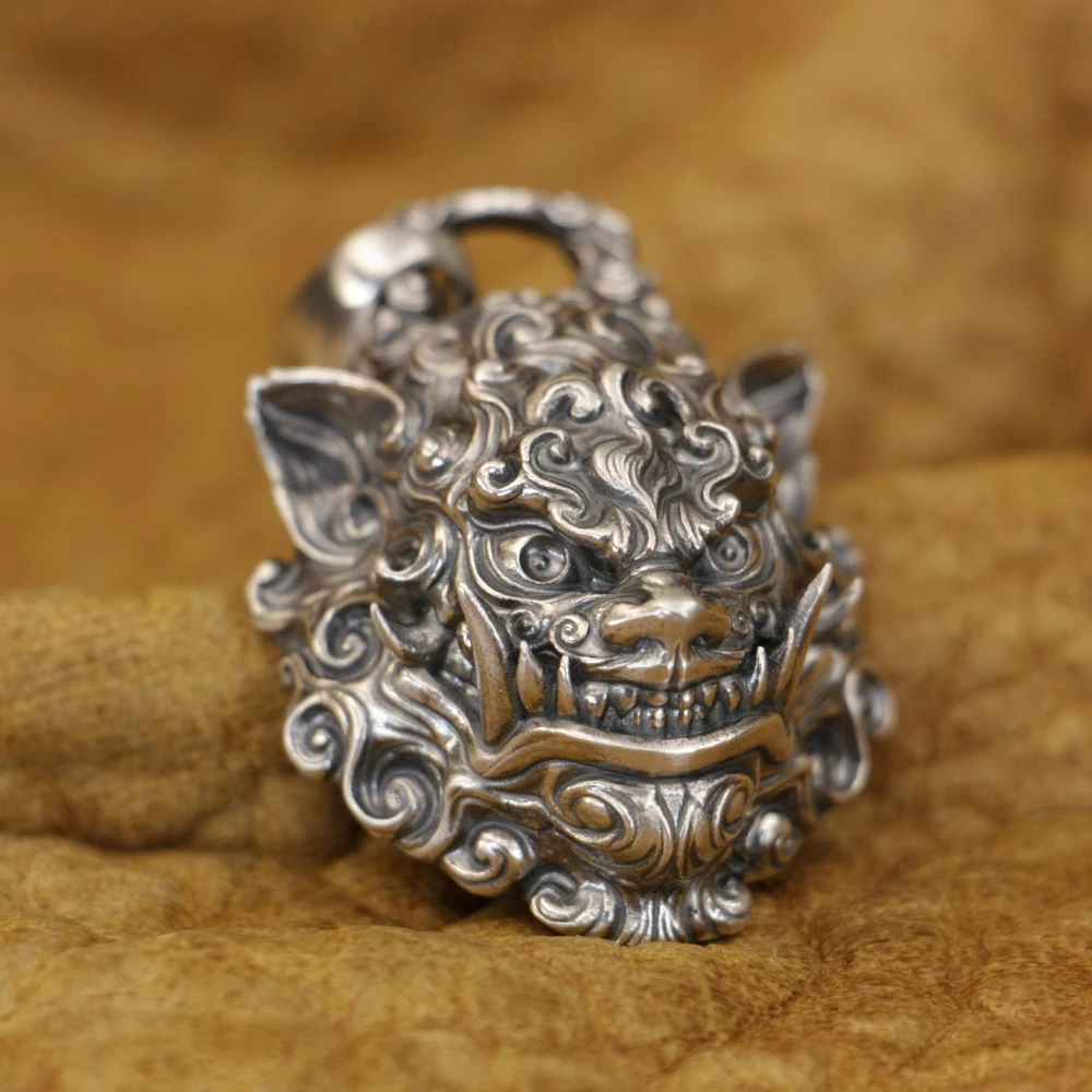 Tang Lion 925 Sterling Silver Pendant Punk Kylin Jewelry TA405