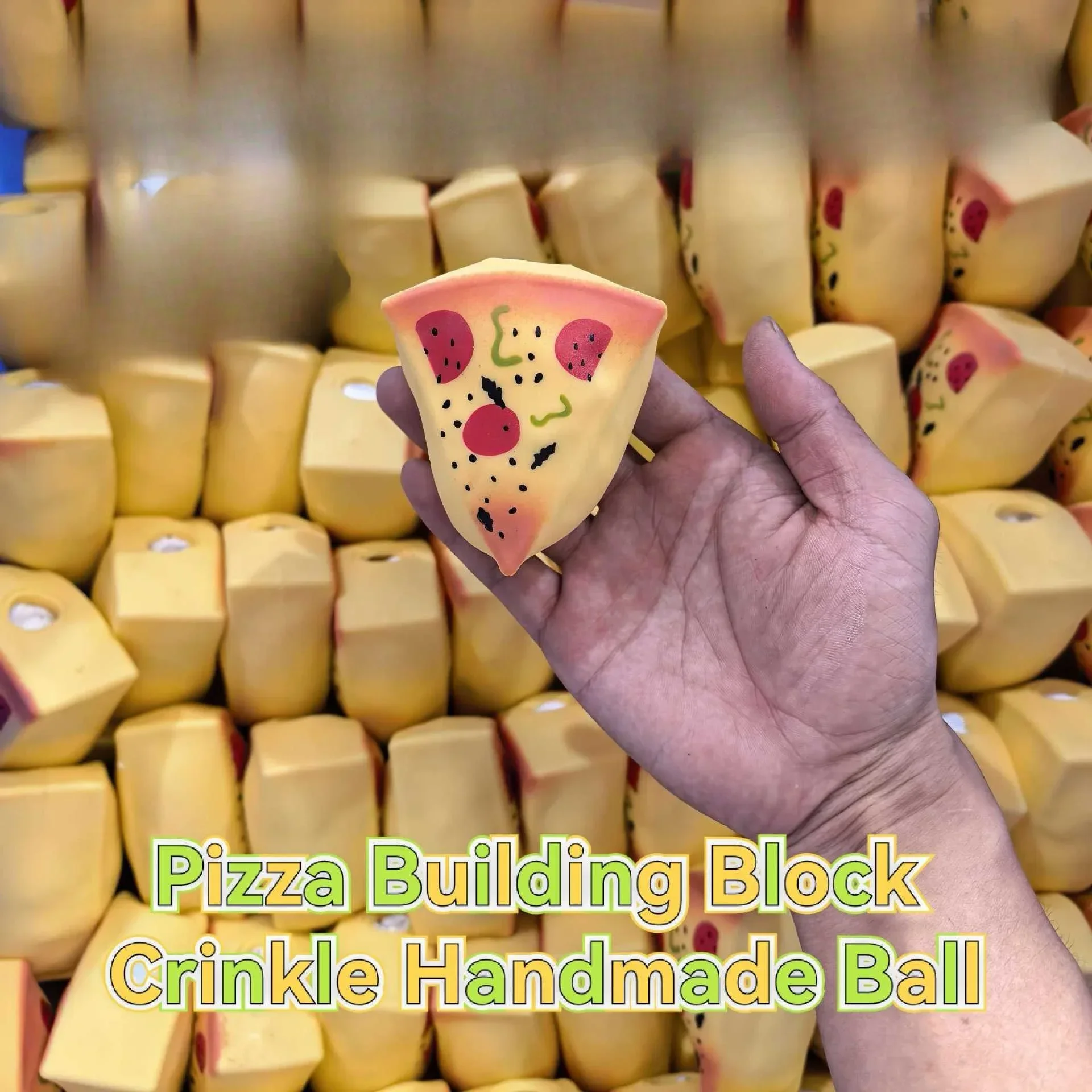 Niedlicher knuspriger Käse-Welpen-Pizza-Baustein, handgemachter Knisterball zur Stresslinderung, weicher Entspannungsspielzeug, Geschenk für Erwachsene – Detail 2