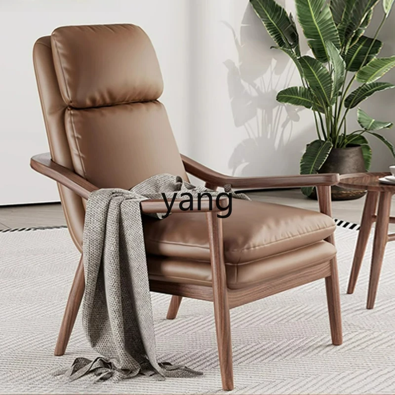 

LTT solid wood leisure chair simple modern living room backrest sofa chair balcony single recliner