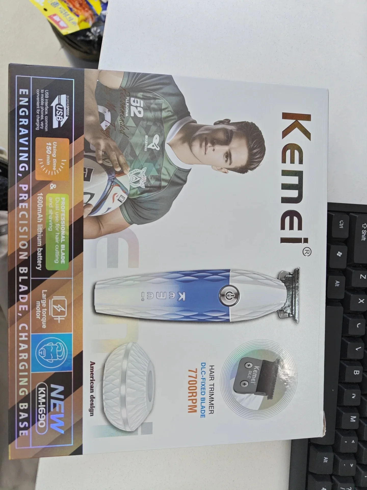 Kemei Zero Gapped Cordless Hair Trimmer Barber Shop Professional Rechargeable Hair Clipper Electric Hair Cutting Machine for Men