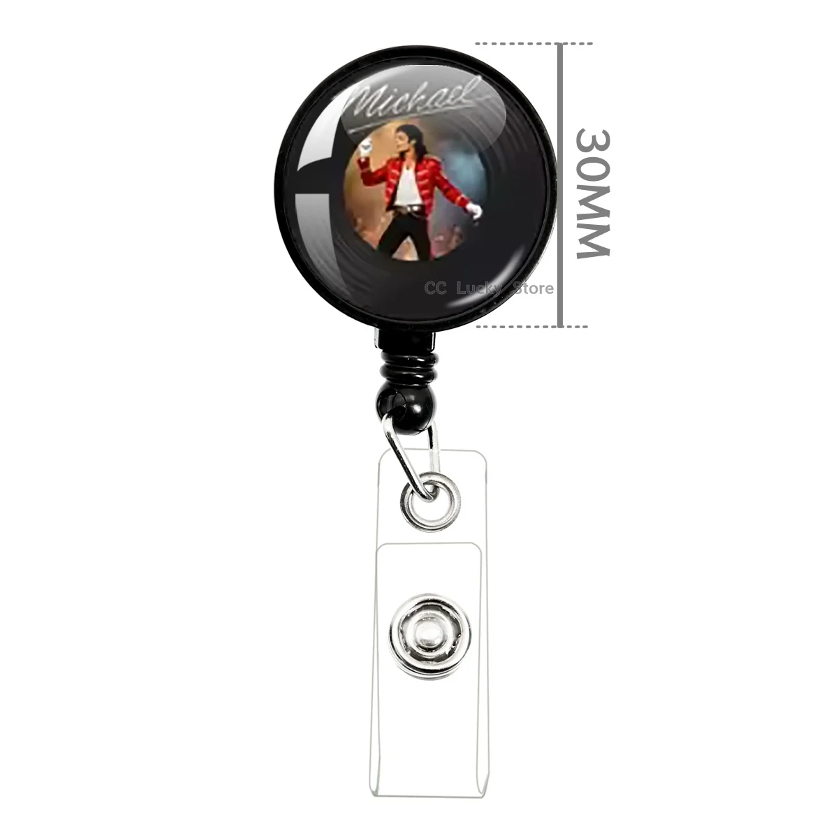 Popular American Singer Michael Jackson Handmade 30mm Glass Badge Cabochon Retractable Badge Reel Lanyard ID Holder Brooche Gift
