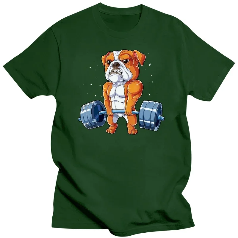 English Bulldog Weightlifting Funny Deadlift Gym Dog T Shirts Cotton Streetwear Short Sleeve Birthday Gifts Summer Style T-shirt