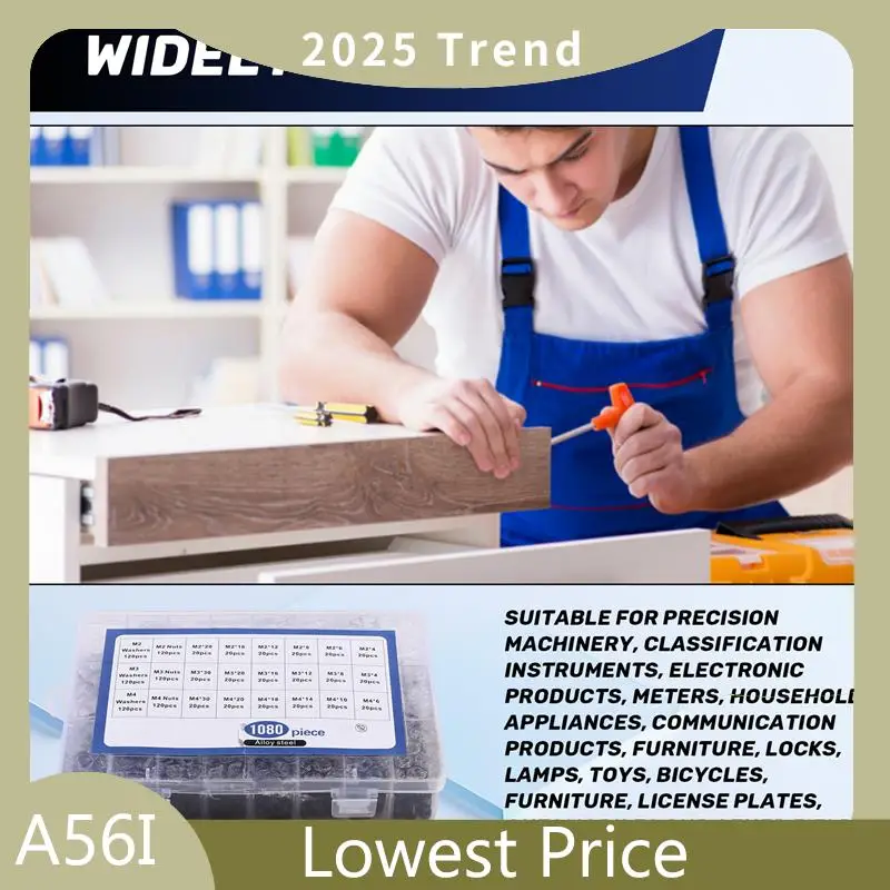 

ABDD Complete 1080Pcs M2 M3 Hex Socket Screws, Bolts, Nuts, And Washers Assortment For Machinery