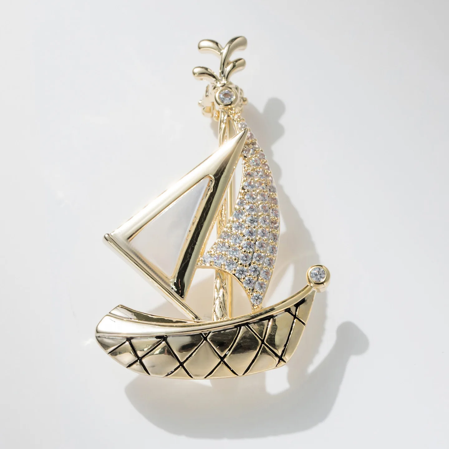 

Sailboat Brooch for Graduation,Natural Mother of Pearl Ship Pin, Meaningful Good Luck Gift