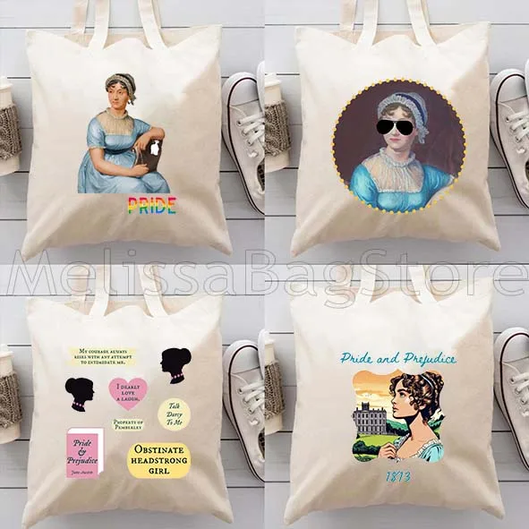 

Jane Austen Sense and Sensibility Books Reading Gifts Women Canvas Shoulder Tote Bag Harajuku Shopper Reusable Cotton Handbags