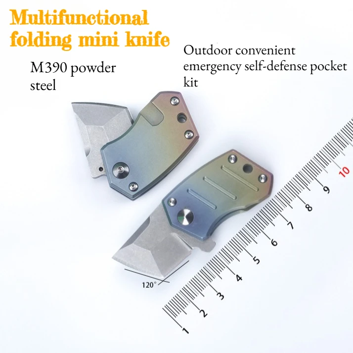 

M390 Powder Steel Mini Folding Keychain Knife Multi-functional Emergency Self-defense Portable Cutter Small Tool