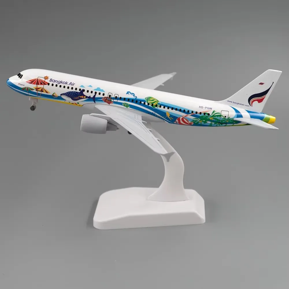 

20CM Alloy Metal Airplanes A320 Bangkok Airways Plane Model 1:400 Scale Airbus Replica Model Ornament with Landing Gear