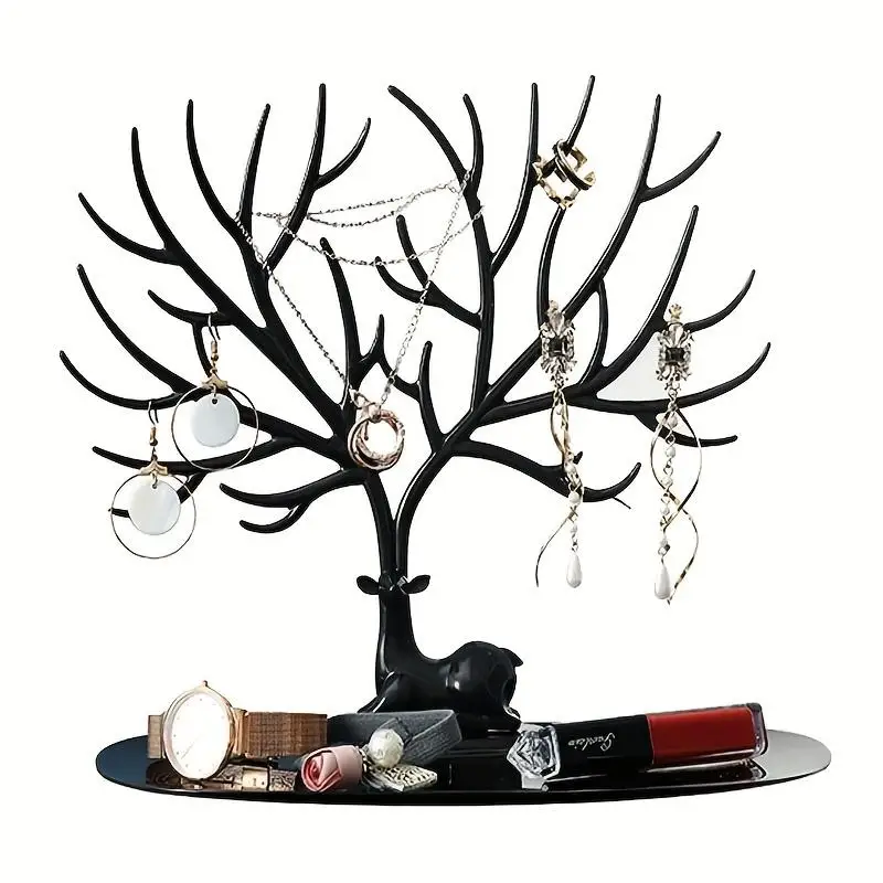 Jewelry Display Stand Tray Tree Storage Racks Earrings Necklaces Rings Jewelry Boxes Case Desktop Organizer Holder Make Up Decor