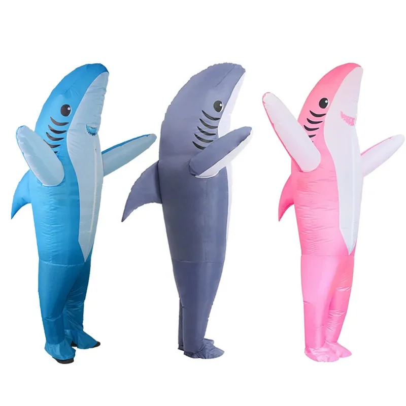 Inflatable Shark Suit Party Prop Adults Blow Up Adult Shark Fancy Dress Costume Inflatable Toys Carry Ride On Animal Outfit