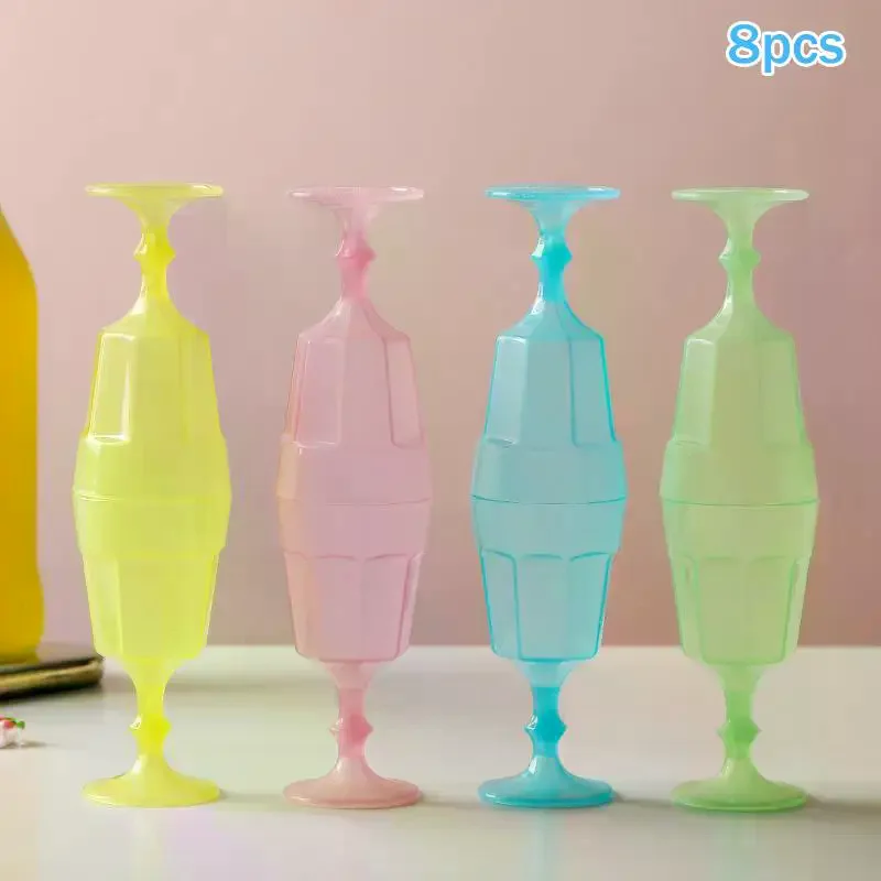 Decorative Wine Goblets 6pcs Plastic Colorful Reusable Cups For Easter Event Banquet Home Bar