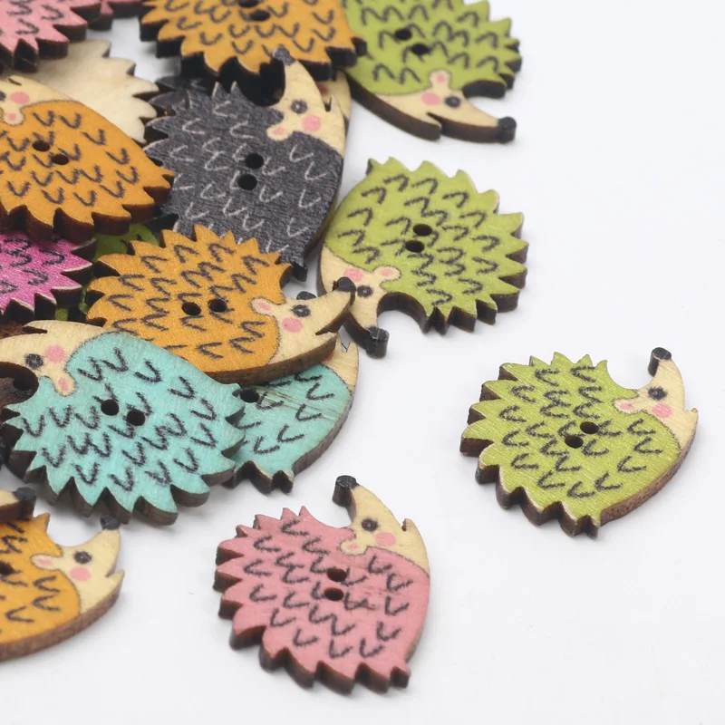20pcs Vintage Hedgehog Wooden Buttons For Clothing Decorative Needlework Embellishment Sewing Accessories Diy craft Supplies