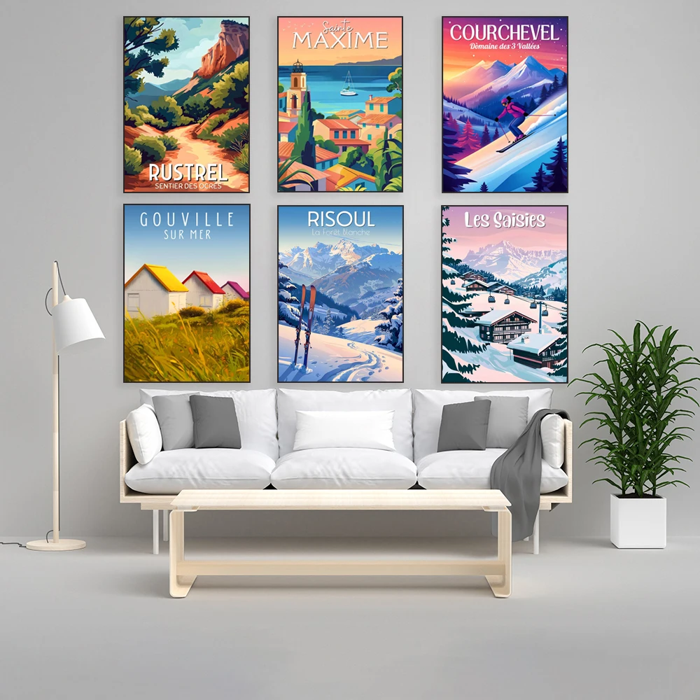 Rustrel - Ochre Trail Saint Raphael، Pyrenees Hike، Courchevel، Meaux، Sainte-Maxima، Road Basque Coast، ملصق جولة Brittany #4