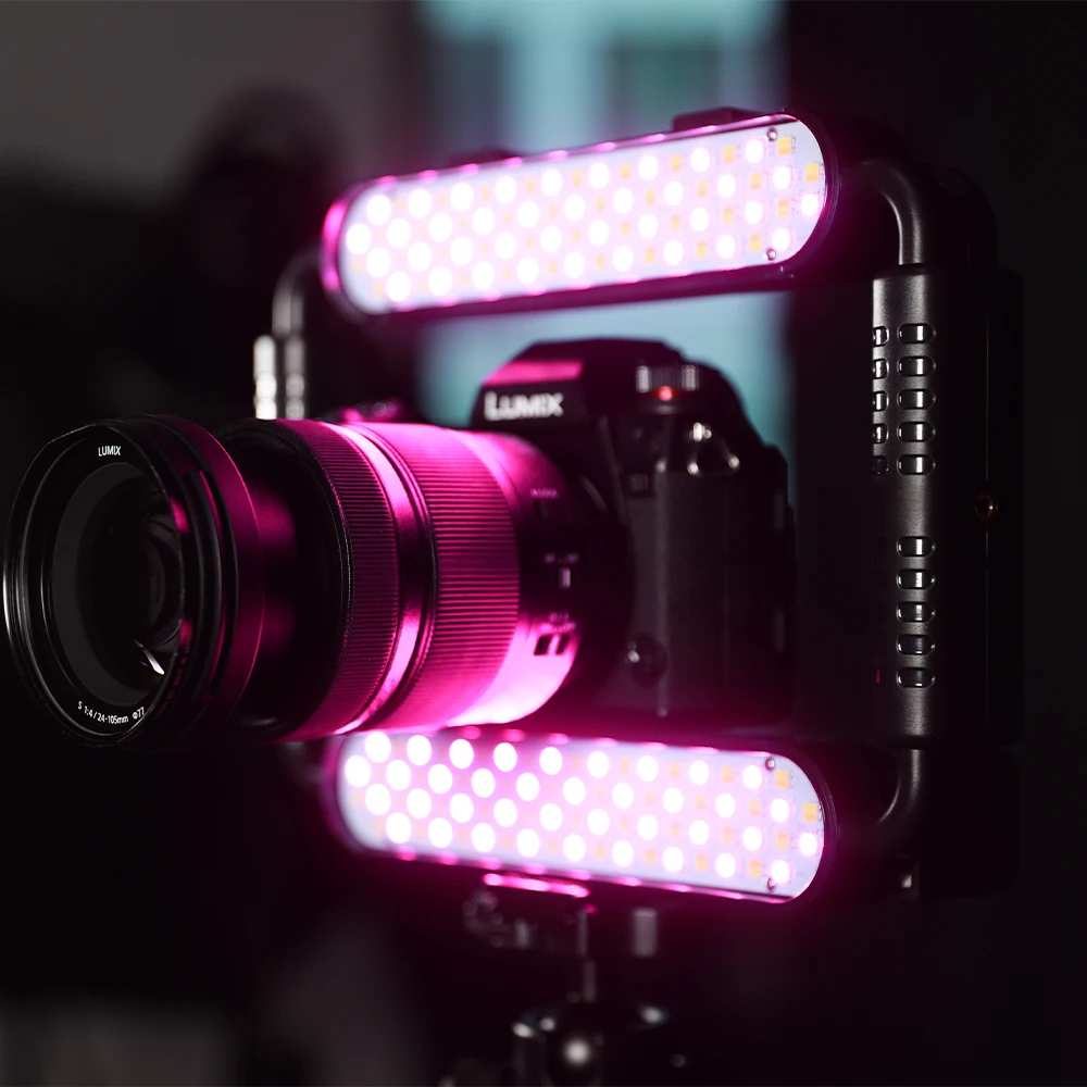 GVM RGBTL-15S All In One Vlog Handle Kit RGB LED On Camera Light Vertical Shooting Bracket for Smartphone DSLR Camera