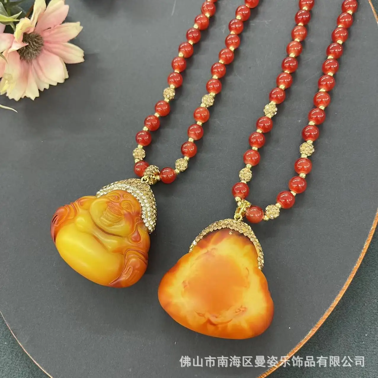 DIY accessories Second-generation beeswax Maitreya Laughing Buddha pendant, big-bellied Buddha pendant, necklace, national style view 4