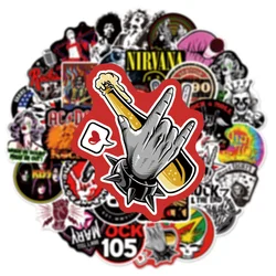 50pcs Rock Band Stickers Pack Phone Case Ipad Guitar DIY Motorcycle Rockabilly Sticker Scrapbooking Supplies Journal Accessories