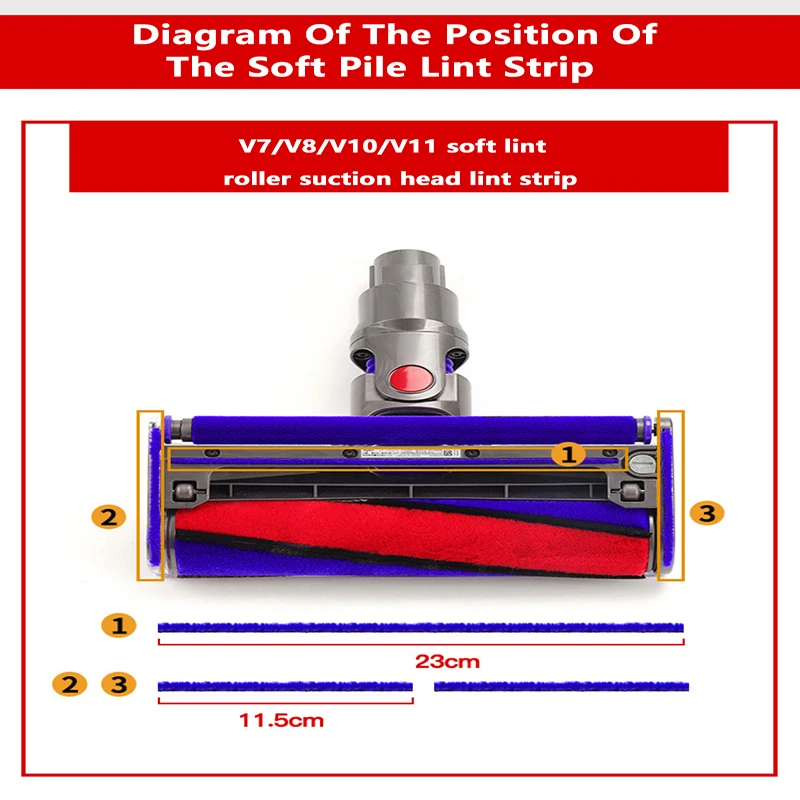 For Dyson V6 V7 V8 V10 V11 Robot Vacuum Cleaner Patrs Floor Brush Hose Soft Velvet Strips Household Appliances Accessories