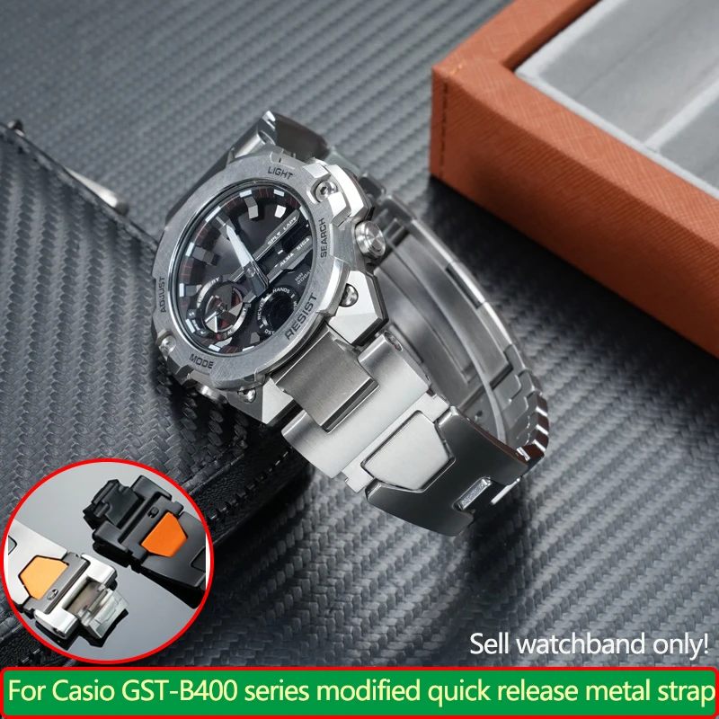 gst-b400-stainless-steel-watchband-for-casio-gst-b400-series-modified-quick-release-metal-strap-men's-waterproof-bracelet-14mm