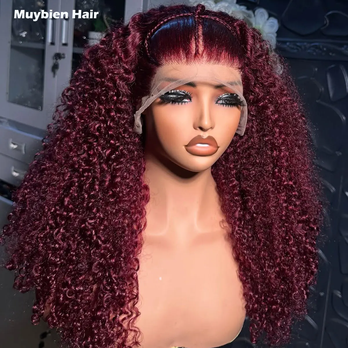 

Wine Color Pissy Curly 13x6 HD Lace Frontal Wig Human Hair 99j Burgundy Pixie Curly Lace Frontal Glueless Wigs Ready to Wear