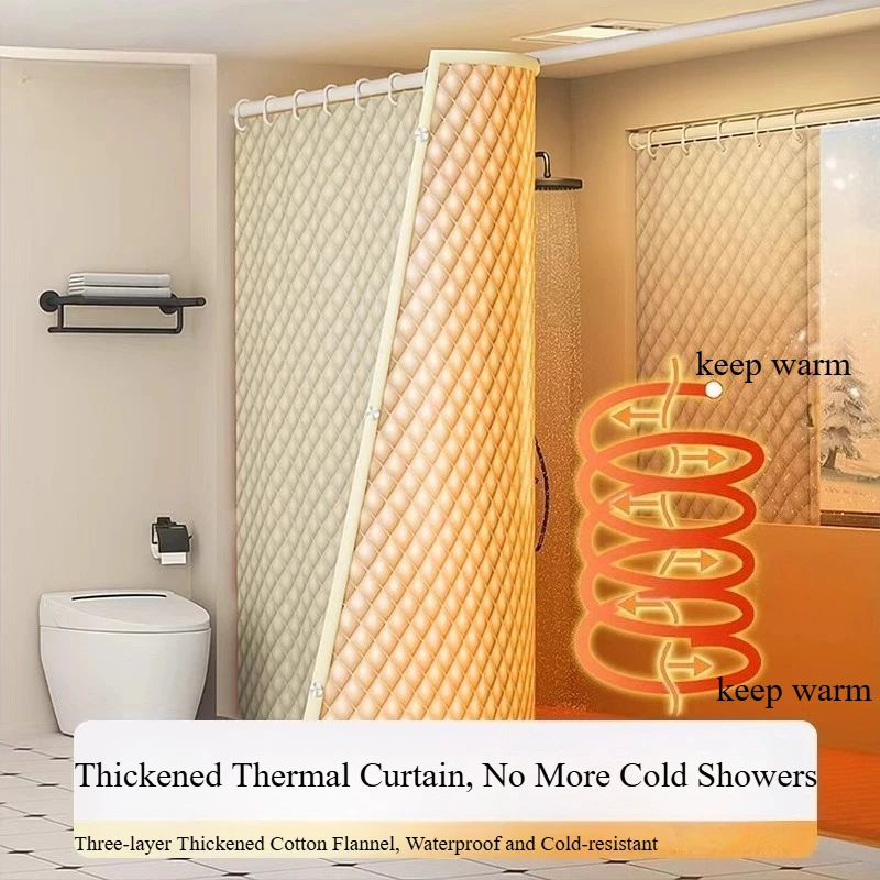 

Thermal Insulated Shower Curtain Waterproof Winter Bathroom Partition Bathing Canopy for Cold Weather Shower Tent Keep Warm