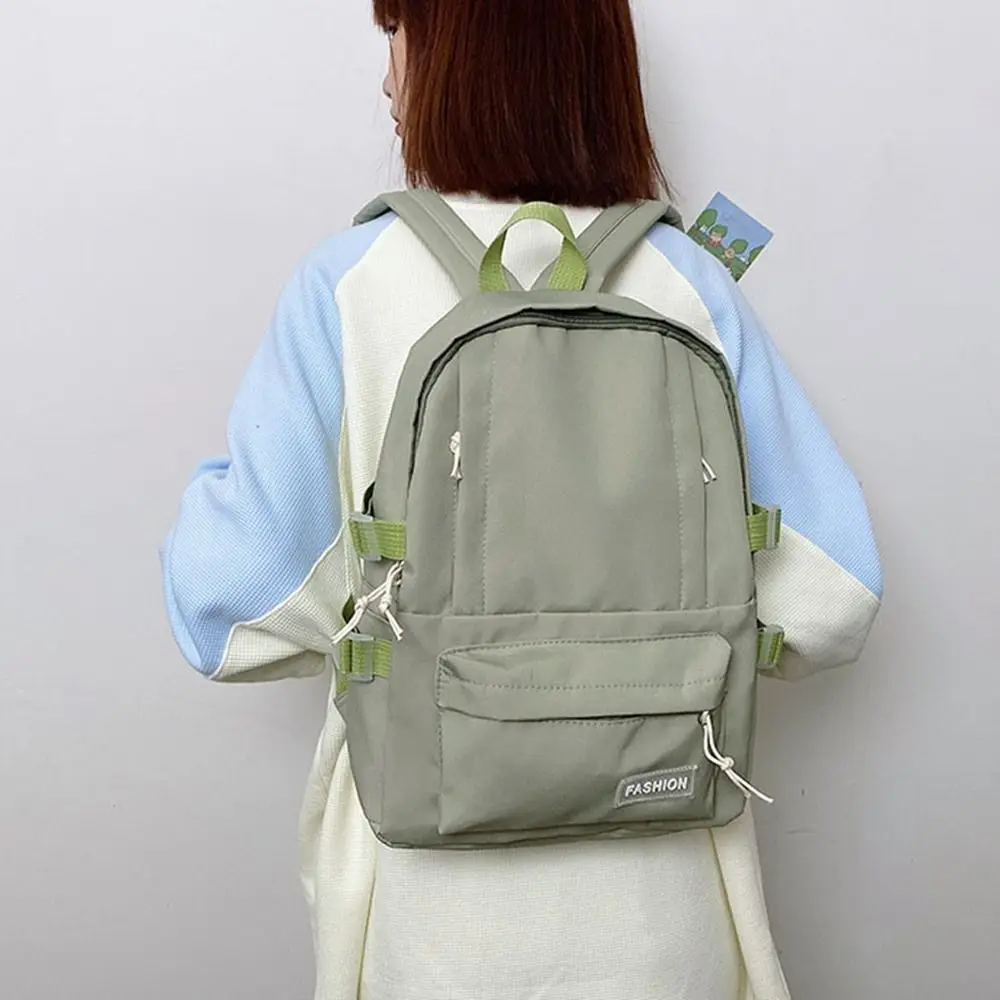 귀여운 단색 학교 가방 멀티 포켓 달콤한 스타일 단색 배낭 캐주얼 디자인 경량 학생 배낭 남여 공용