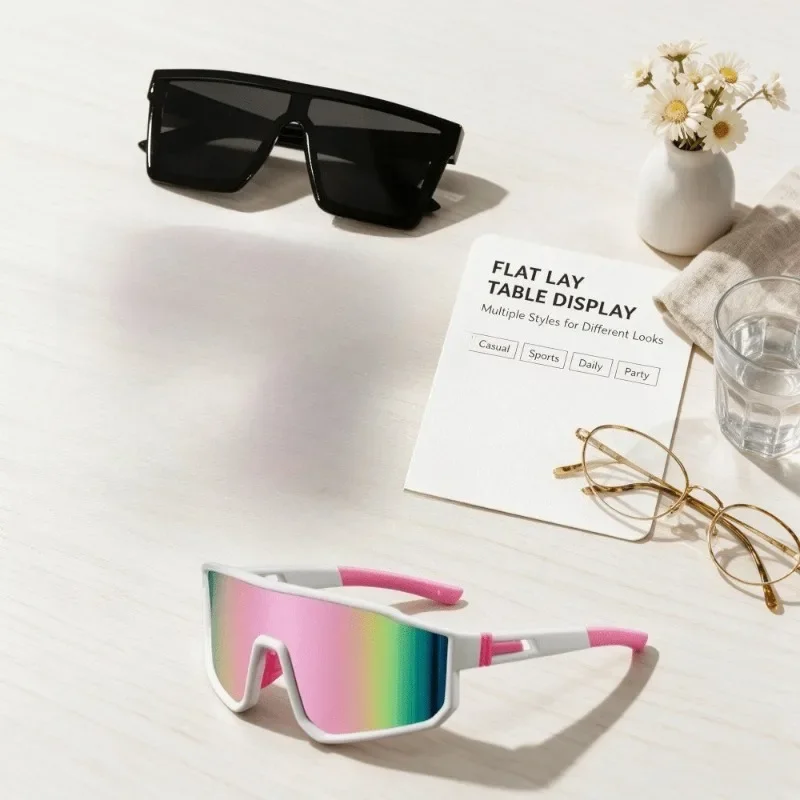 2 Pairs of Casual Sunglasses Thick Frame Style, Multiple Colors To Choose From Suitable for Street Style and Vacation