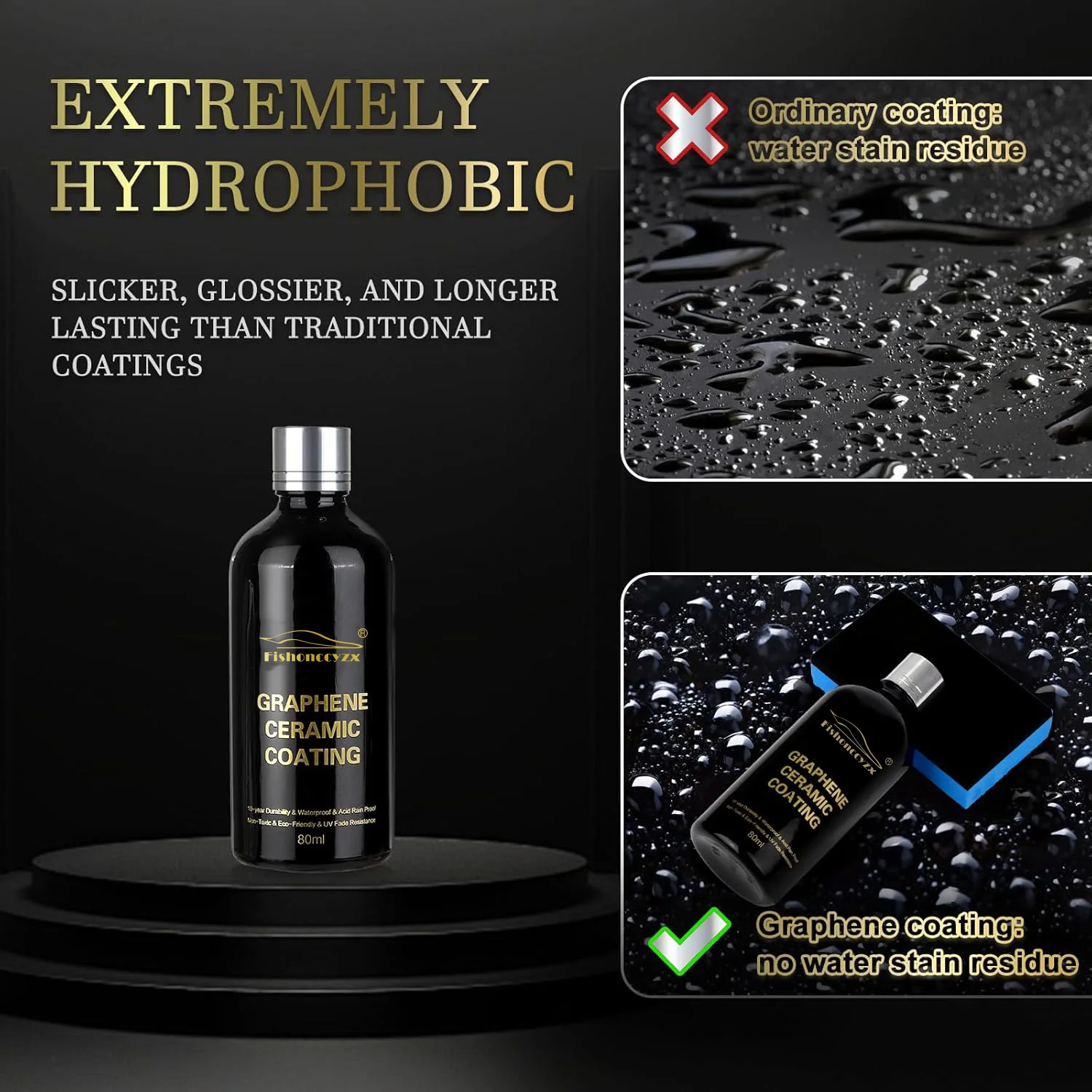 Advanced Graphene Ceramic Coating Self Cleaning Effect Ultra High Gloss 10+ Years Protection Extremely Hydrophobic Anti Scratch