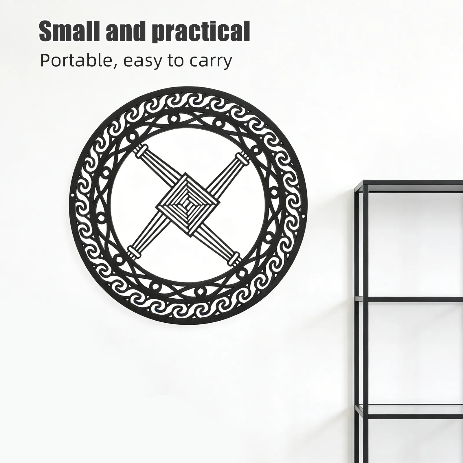 Irish Knot Symbol Wall Hanging Natural Wood Round Cross Decor St. Brigid's Blessing Nordic Rustic Wall Art for Living Room