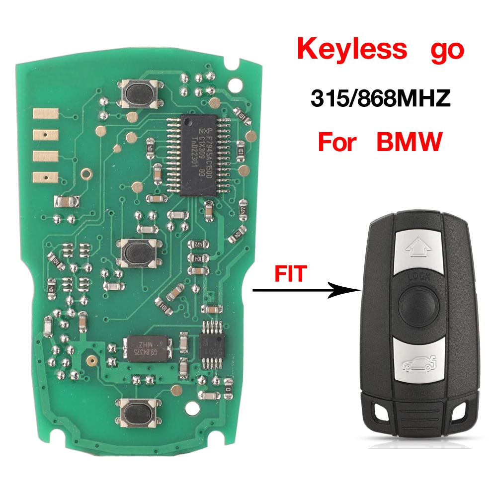 

jingyuqin Keyless go Fuction Remote Car Key Circuit Board 315/433/868MHz Fit For BMW CAS3 1/3/5/6/7 Series X5 X6 Z4 Replacement