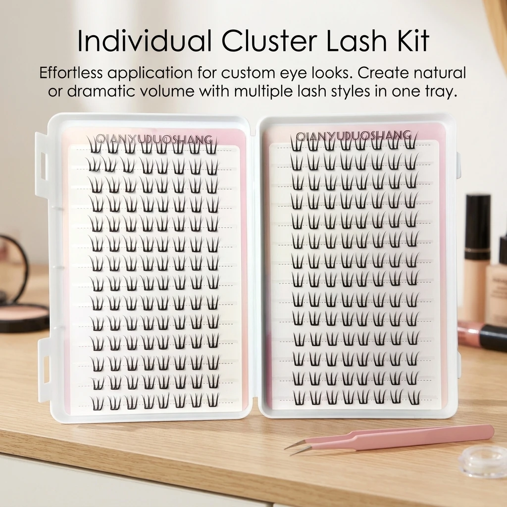 False Eyelashes Natural Volume Daily Makeup for Women Beginners Pre Glued Cluster Lashes C Curl Synthetic Fiber 10-11mm