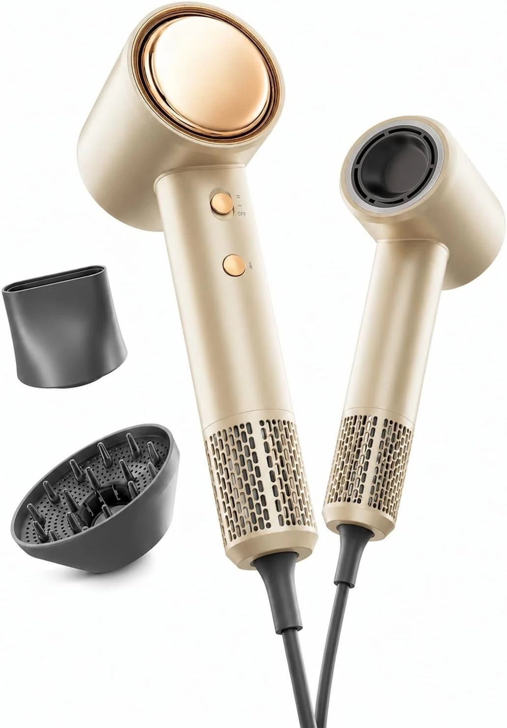 Hair Dryer 110,000 RPM, Compact Hair Dryer with Magnetic Diffuser,Fast Drying with Brushless Motor Low Noise Smart Temperature Control