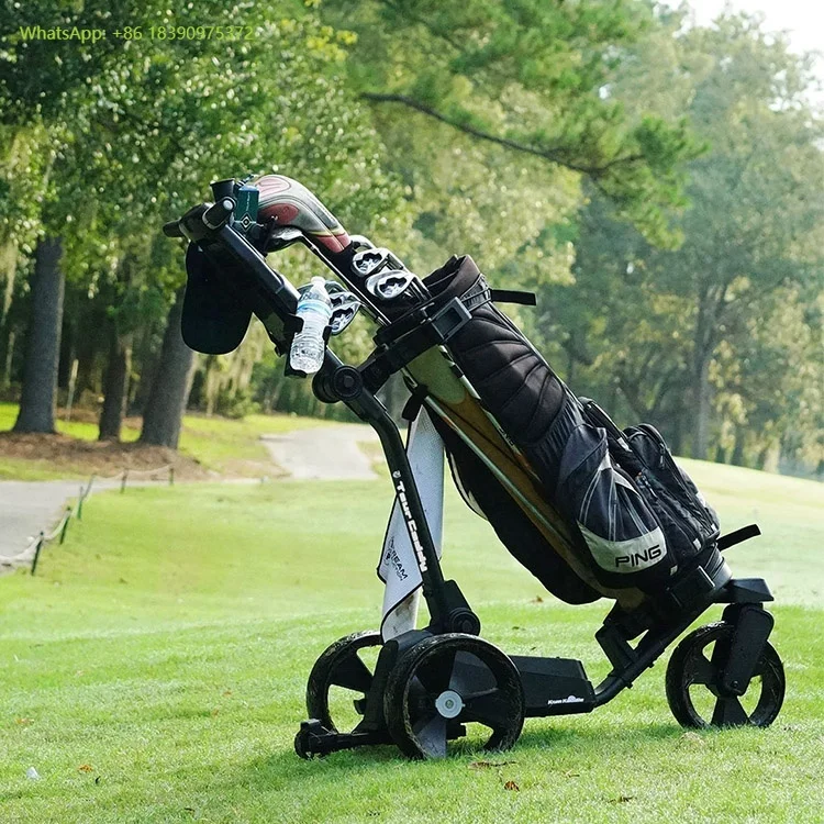 

Дешевая легкая 3-колесная складная зеленая электрическая тележка для гольфа с пультом дистанционного управления