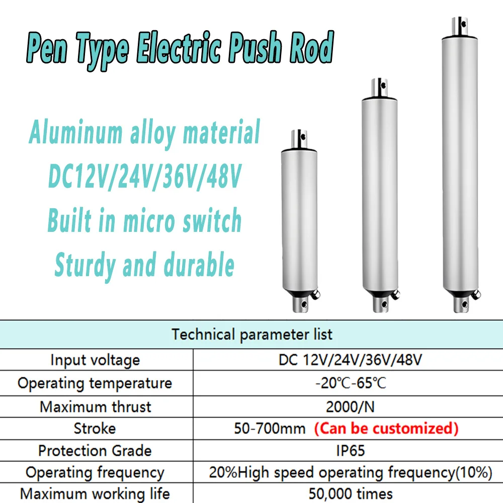 45 مللي متر القلم نوع الكهربائية دفع قضيب قضيب تليسكوبي DC12/24/36/48 فولت عالية التوجه 10-2000N 30/50/200/900 مللي متر السكتة الدماغية الخطي المحرك