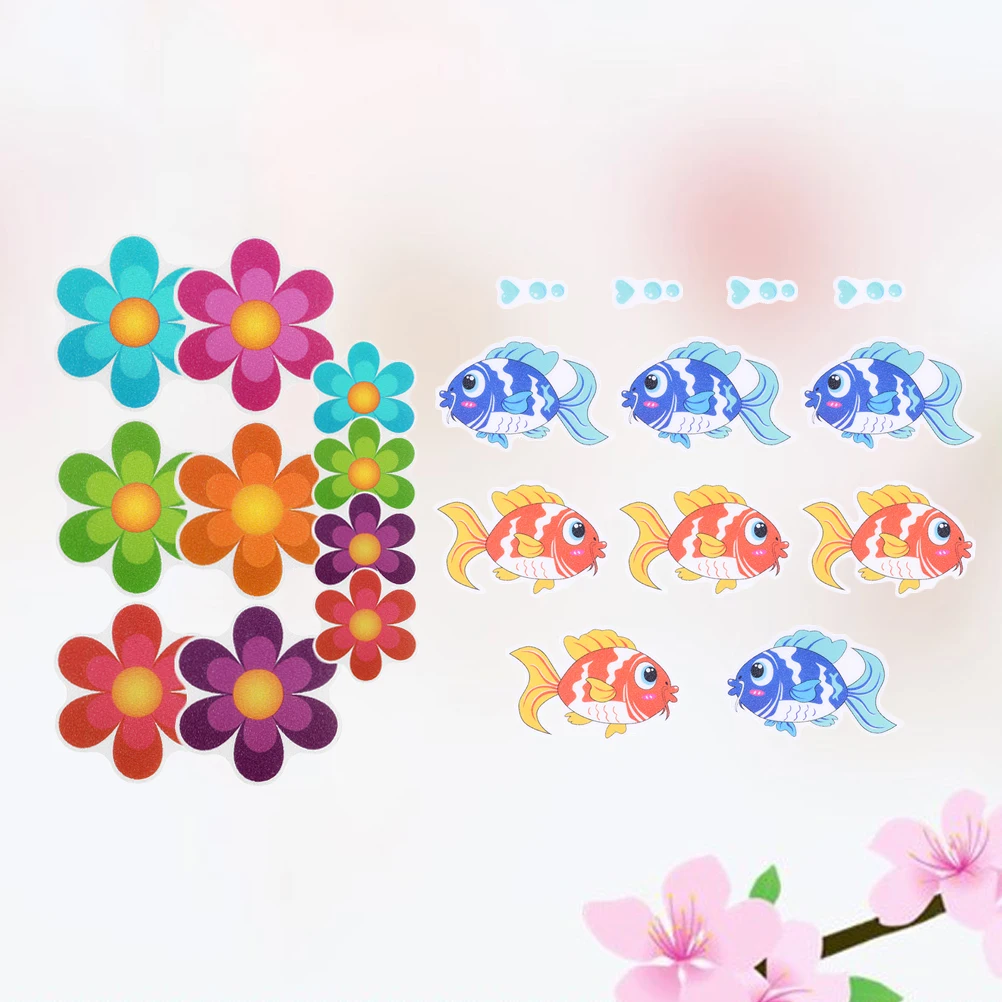

18Pcs Anti-Slip Stickers Colorful Fish Flower Cartoon Decals for Bathroom Bathtub Shower Floors Safe Non-Slip Surface Decoration
